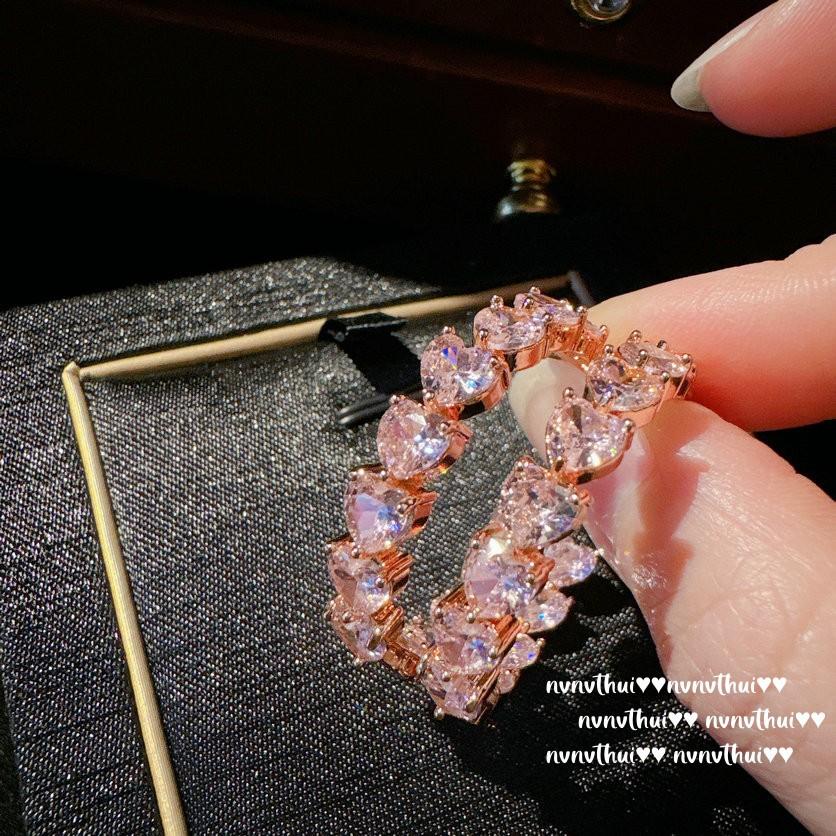 Papalacha Love Gemstone Necklace, Rich Family Daughter Gold, Plated With 18K Gold, Barbie Powder Heart High Carbon Zircon Bracelet.