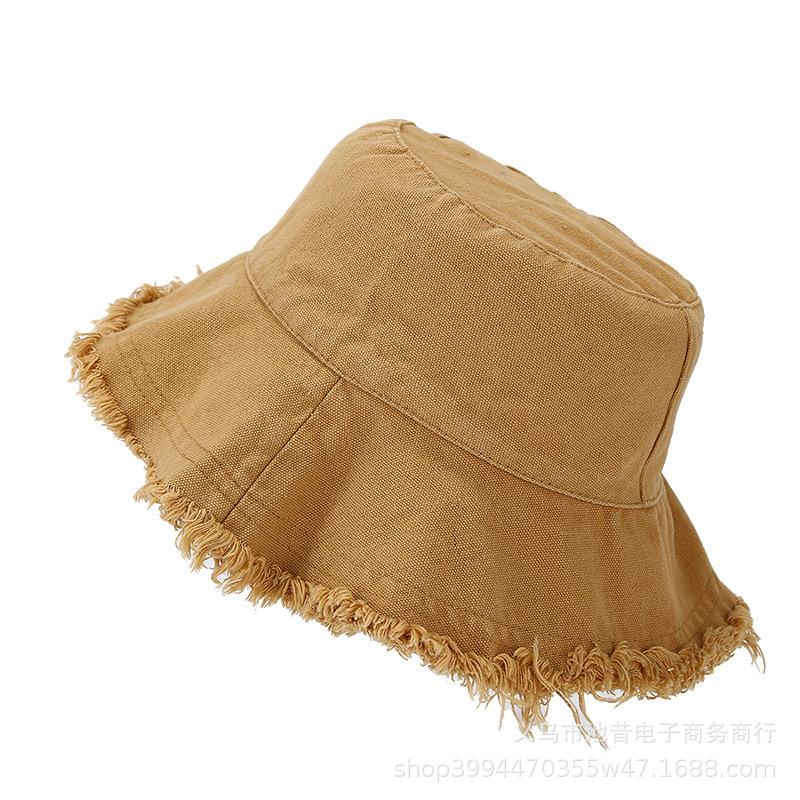New Edged Bucket Hat Unisex Fashion Washed Cotton Soft Wide Brim Outdoor Summer Beach Sun Hat