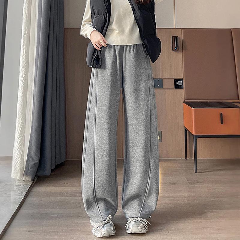 2026 Spring American Style Slim Maternity Wide-Leg Sweatpants: Versatile Sports & Casual Wear L светло-серый