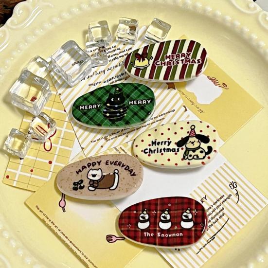 5Pcs Girl Hairpins Waterproof Glossy Surface Cartoon Puppy Christmas Design BB Clips Kids