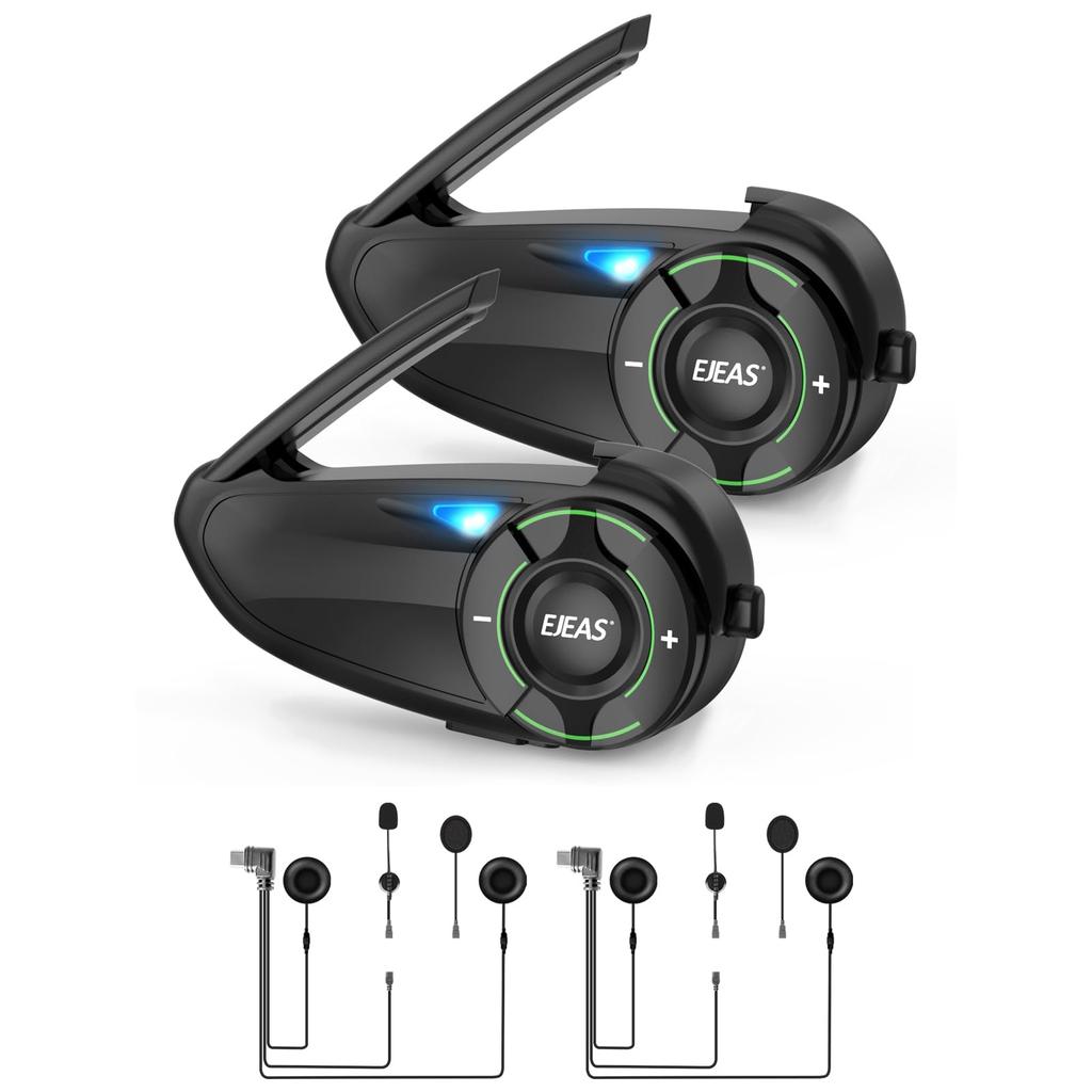 EJEAS Q8 Motorcycle Helmet Bluetooth New Mesh Group Intercom System with Music Sharing and Channel Allows 6 Riders to Talk Simultaneously Intercom,