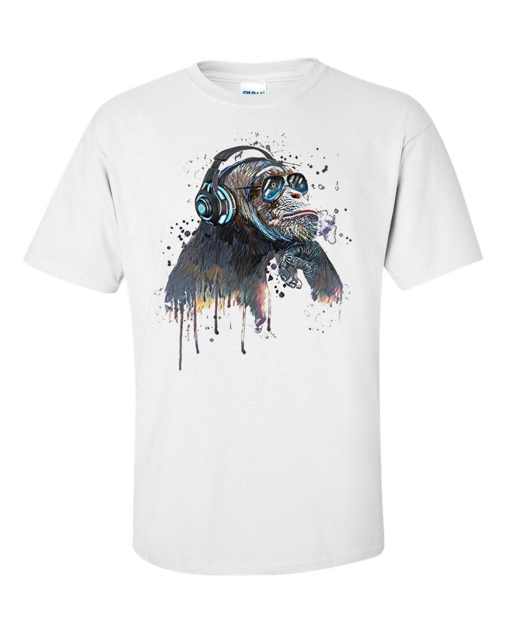 DJ Chimpanzee Headphones Chimp Monkey T-shirt XXXL