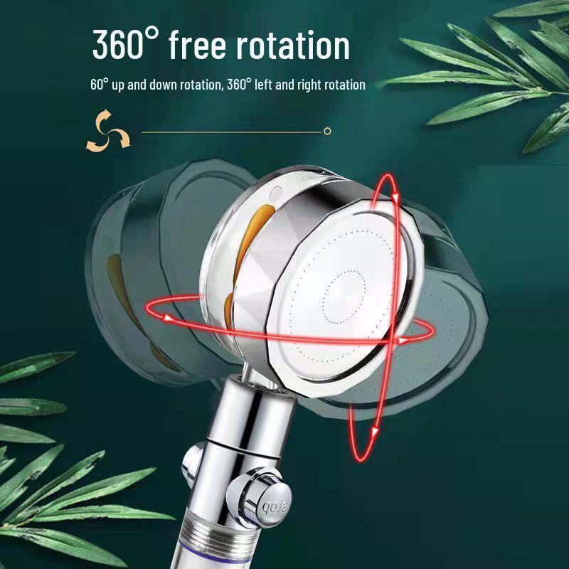 Compact High-Pressure Turbo Shower Head Set with Rain-Effect