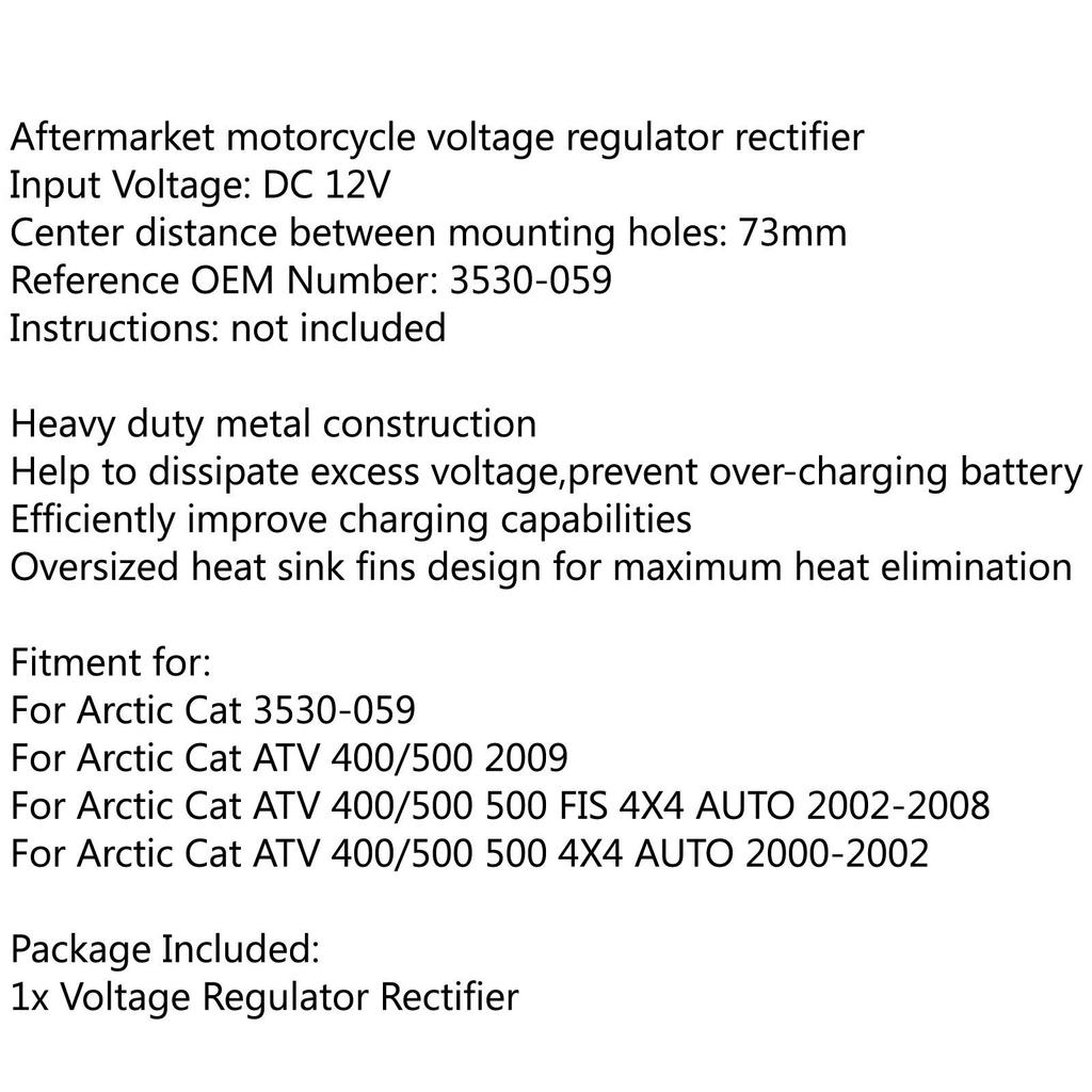 Voltage Regulator Rectifier For Arctic Cat ATV 400/500 FIS 4X4 AUTO 2000 2008