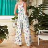 Women's Casual Jumpsuit Sleeveless Fashion Floral Print Jumpsuit