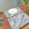 Placemats Set of 6, Abstract Texture White Marble Gold Veins Dining Table Mats Non Slip Vinyl Placemat Kitchen Heat Resistant Washable