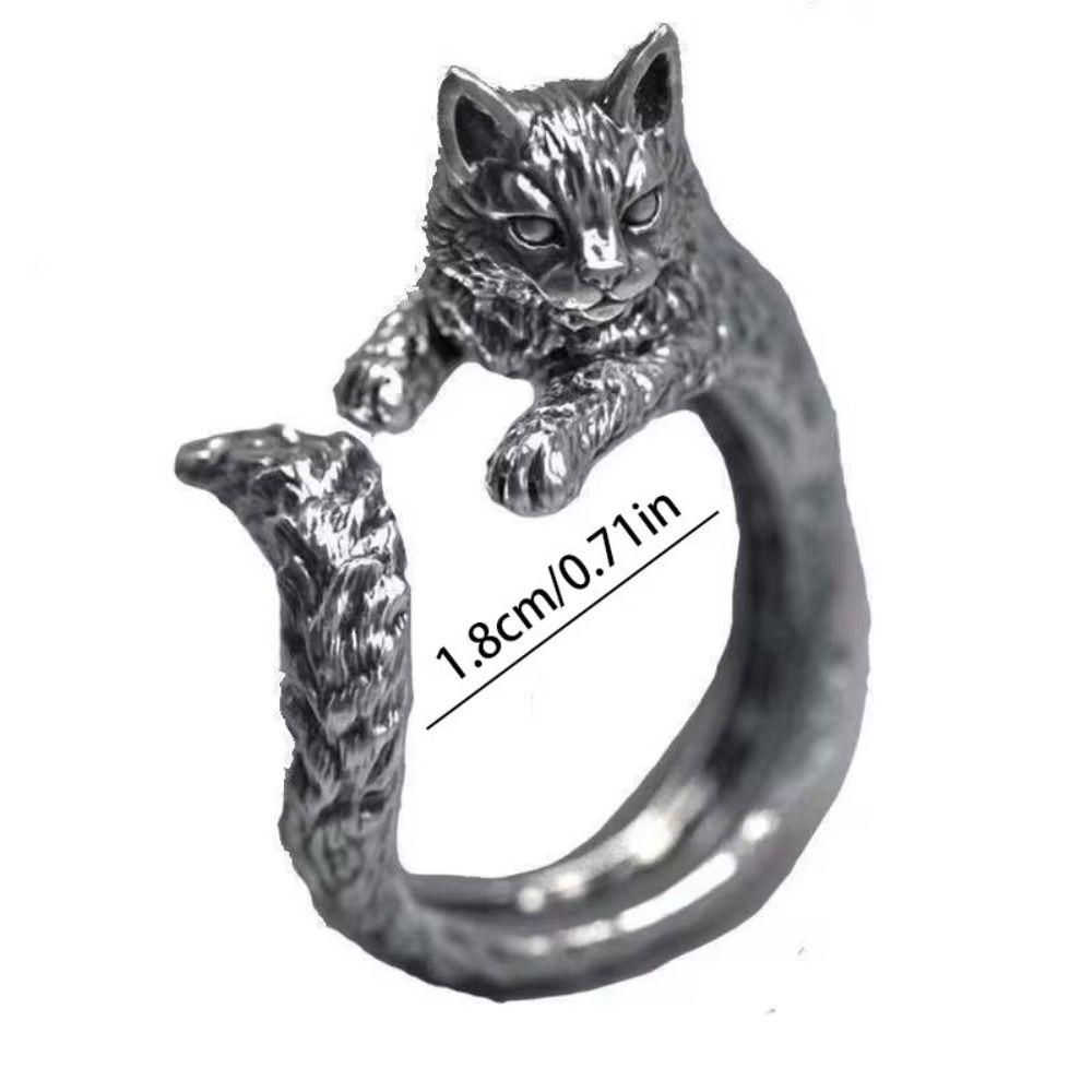 Adjustable Animal Delicate Rings Vintage Cat Shape Ring Fashion Kitty Cat Opening Rings Men Women