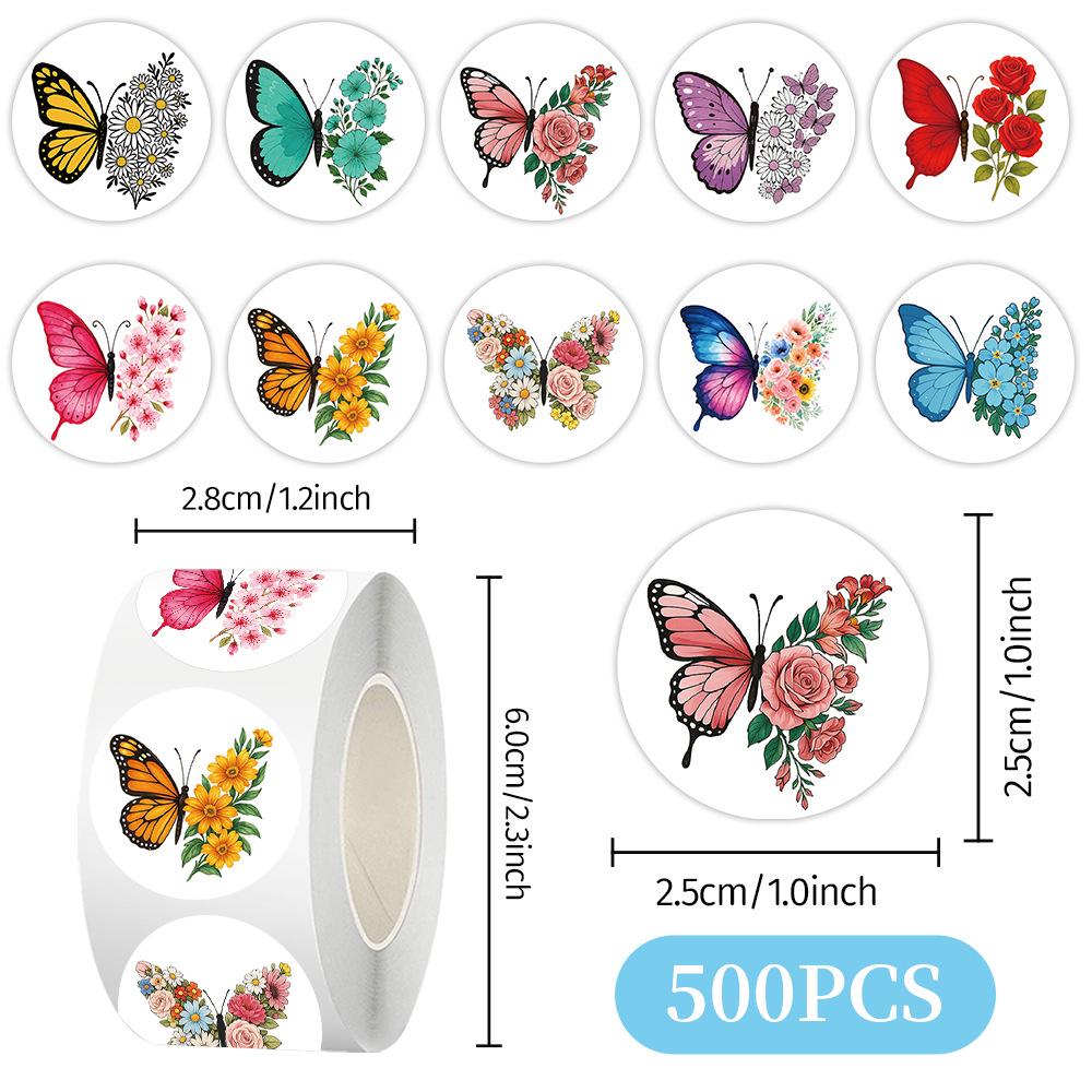 Cross-Border Butterfly Sticker Roll: 500 DIY Gift Decoration & Journal Sealing Stickers