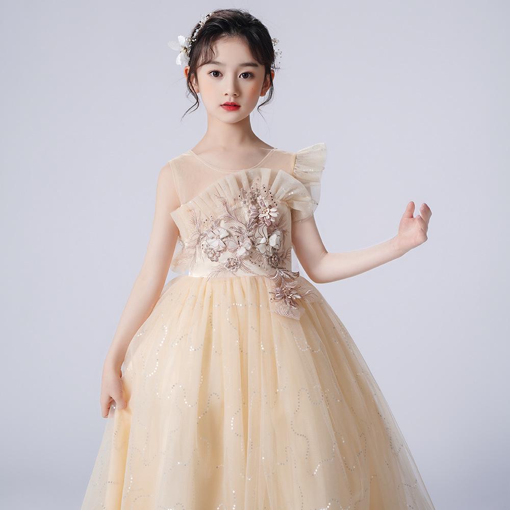 Autumn Princess Flower Girl Dress: Formal Tulle Puff Skirt for Kids