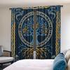Set Of 2 Viking Tree Life Curtains Scandinavian Pirate Style Woven Polyester Pongee Semi Sheer Roller Embossing Mach Curtain With Room Darkening