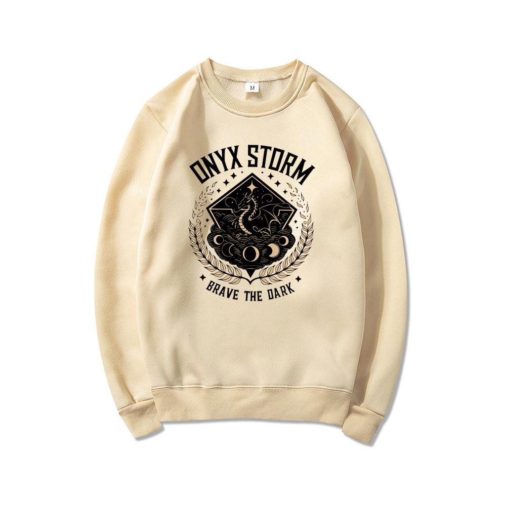 Onyx Storm Brave The Dark Sweatshirt Dragon Lover Sweater Unisex Crewneck Sweatshirts Casual Fourth Wing Hoodie Bookish Clothes