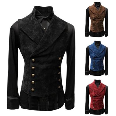 Men's Vest Retro Collar Solid Color Button Vests Casual Slim Fit Gilet Homme Vests for Groosmen Man Fashion Male Waistcoat