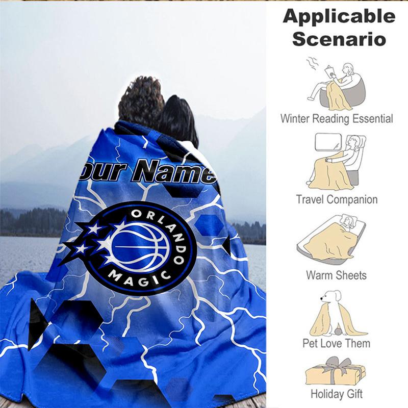 Custom Name Blanket Orlando Basketball Team Blanket Bedding Blanket for Travel, Camping, Living Rooms, Offices, Sofas, Fan Christmas Gift