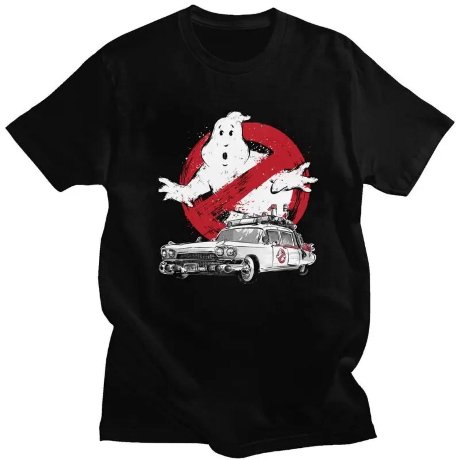 

Custom Fashion Ghostbusters T Shirts Men Short-Sleeve Supernatural Ghost Movie Tee Tops 100% Cotton Slim Fit Tshirt Gift S чёрный
