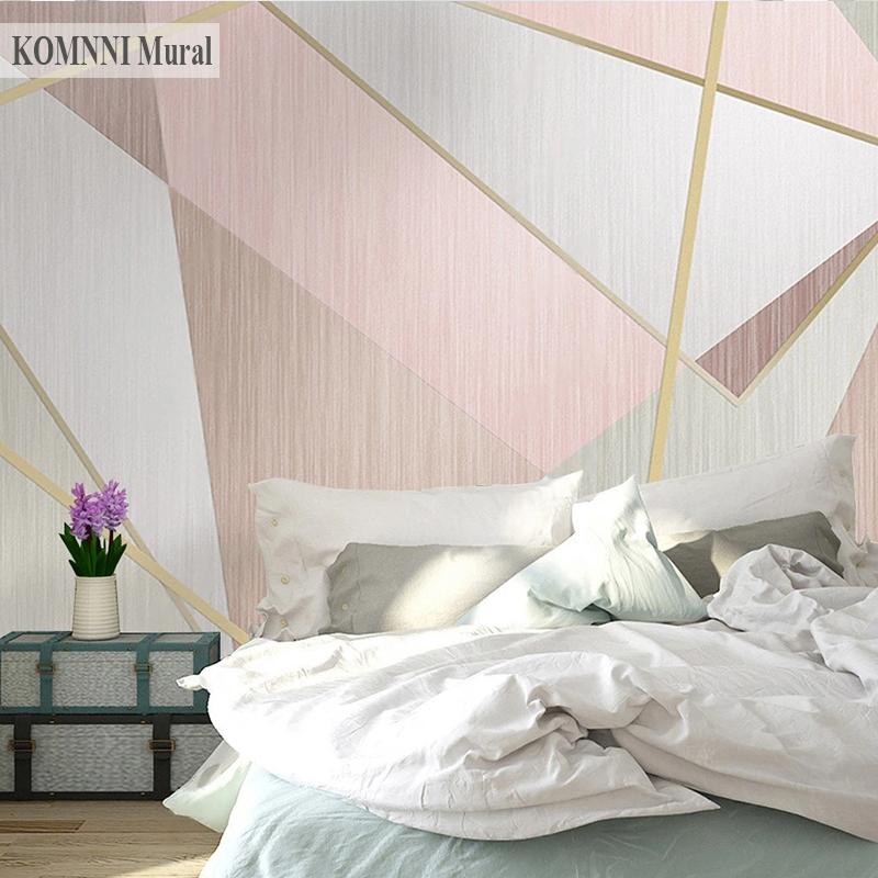 3D nástěnná malba Růžová tapeta Geometrický trojúhelník Nástěnná malba Home Decor Obývací pokoj Móda Design interiéru Nástěnná malba