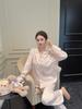 Spring and summer new pajamas women's ice silk pink series full of love long sleeves trousers cute summer thin suit