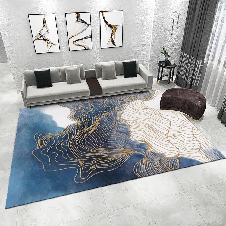 Irregular Line Decor Carpet Modern Home Living Room Decor Mat Nordic Style Non-slip and Cooling Rug for Study Bedroom Balcony