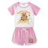 Kids' Summer Color Block Two-Piece Set: Casual T-shirt & Shorts