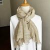 Retro Pure Cotton Scarf for Women Striped Solid Color Glittery Yarn Warm Soft Wrap and Scarves for Autumn and Winter Men's Scarf