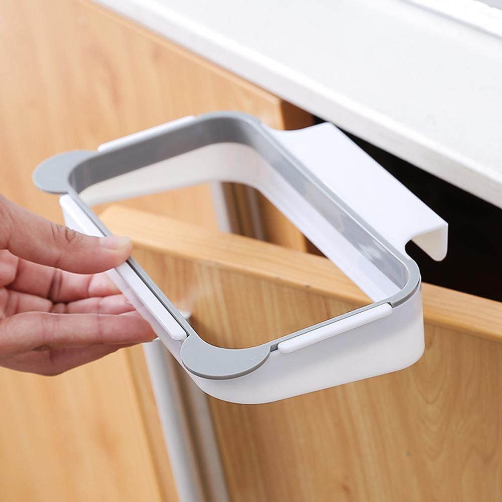 2PCS Stylish Plastic Garbage Bag Holder 7.28in×4.72in×1.38in Grey Hanging Trash Can Trash Bag Holder For Kitchen