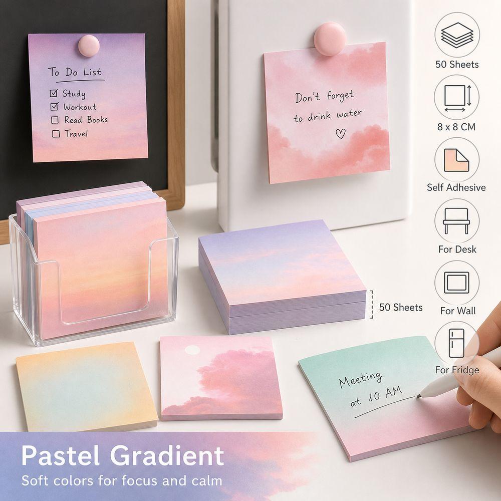 Gradient Color Self Sticky Note Pads 50 Sheets Sticky Note Book New Square Sticky Notes Office Use
