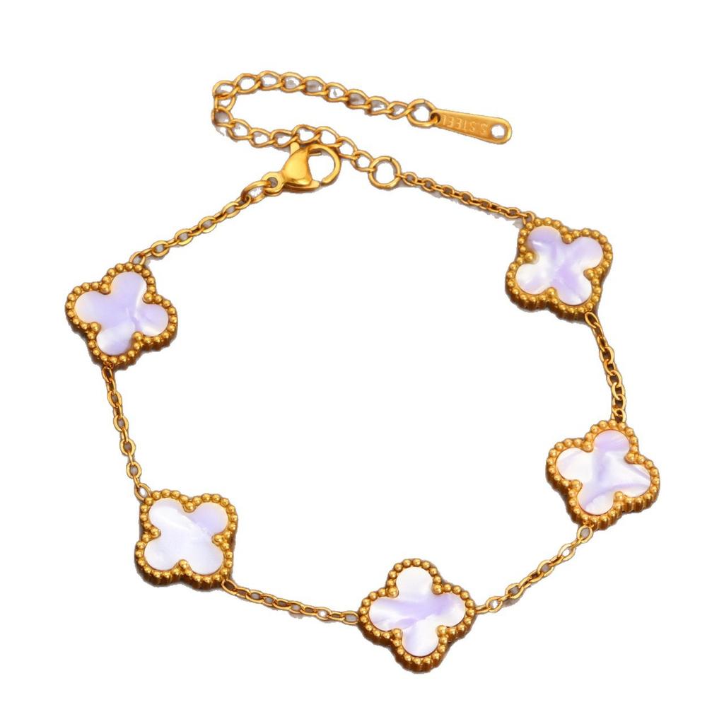 Four-leaf Clover Titanium Steel Bracelet Fashionable and Luxurious Jewelry for Women Colorfast and Simple