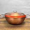 Vintage Copper Soup Pot,Handcrafted Hot Pot Food Cooking Utensil Simmering and Pasta Stewing,With lid 24 cm Handheld Pots
