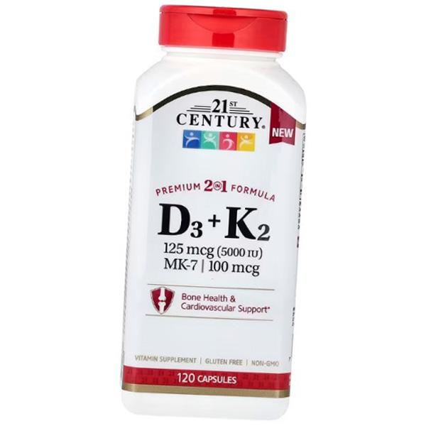 

Vitamin D3 and K2, D3 + K2, 21st Century 120 caps (36440121) 120caps