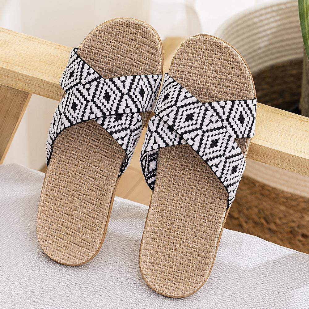 Four Seasons Women's Linen Deodorant Anti-slip Indoor/Outdoor Silent Slippers