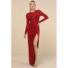 Foreign Trade Order Lu's Sexy Royal Sister Mesh Elegant Party Light Luxury Tea Break Long sleeve Split Gyaru Fashion Dress