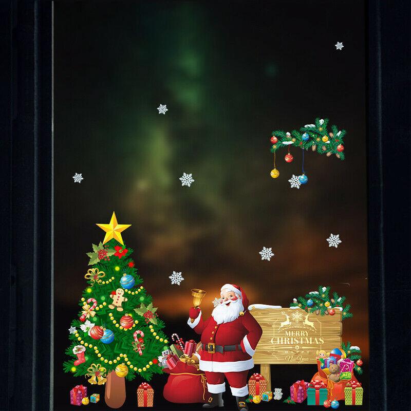 2022 Merry Christmas Tree Wall Stickers Decals XMAS Home Shop Window Decor
