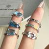Xiaomi 925 Sterling Silver Rings for Women Couple Minimalist Handmade BLue Stone Ring Fine CZ Jewelry Birthday Gift Prevent Allergy