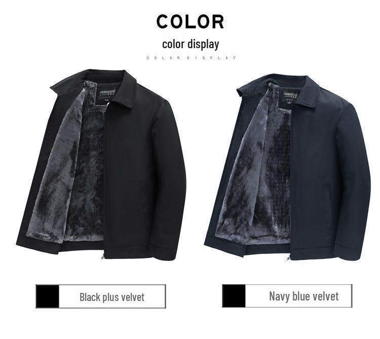 Men's Plus Velvet Jacket for Middle-aged & Elderly - Thick Winter Coat for Dad & Grandfather