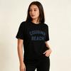Unisex Modal Tshirt Cousins Beach Letter Print Short Sleeve Round Neck Summer Beach Soft Casual Graphic Tee Black White