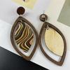 Bohemian Retro Wooden Leaf Earrings - Water Ripple Style