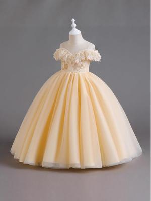Elegante Abito Soffice da Principessa per Bambine - Abito da Matrimonio, Ospite o Esibizione al Pianoforte