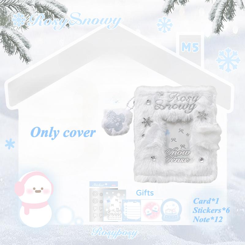 M5 Cute Gloves Plush Photocard Album Fluffy Kpop Photocard Holder for 3 Inch Idol Card Photo Albums with Mini Pendant Note Book