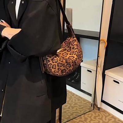 New Simple Leopard Print Zipper Youth Crossbody Bags High Quality Large Capacity Casual Commute Shoulder Bags CLE
