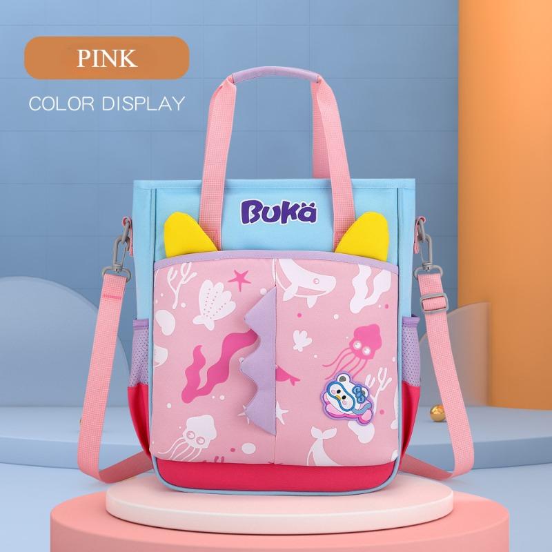 BUKA 3D Cartoon Dinosaur Handheld Tutoring Bags Special for Primary School Student Light Multi-functional Kid Messenger Bag Pupil Homework Storage Bag