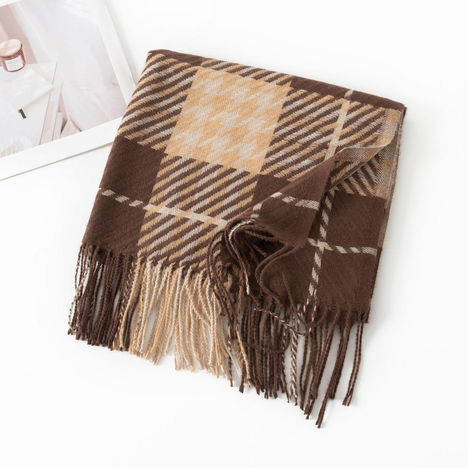 Autumn and Winter Scarf for Women Fashionable and Versatile Korean Style Plaid Warm Simple Couple Women s Scarf Student Men s Cold Proof Shawl 65*200cm