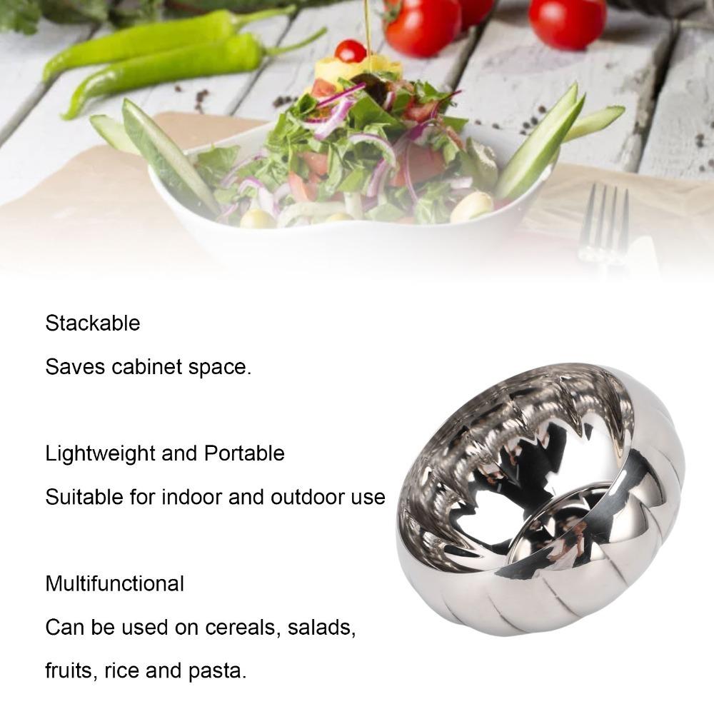 Rustless Steel Food Serving Bowl Polished Surface Salad Bowl Decorative Bowl Dining Table