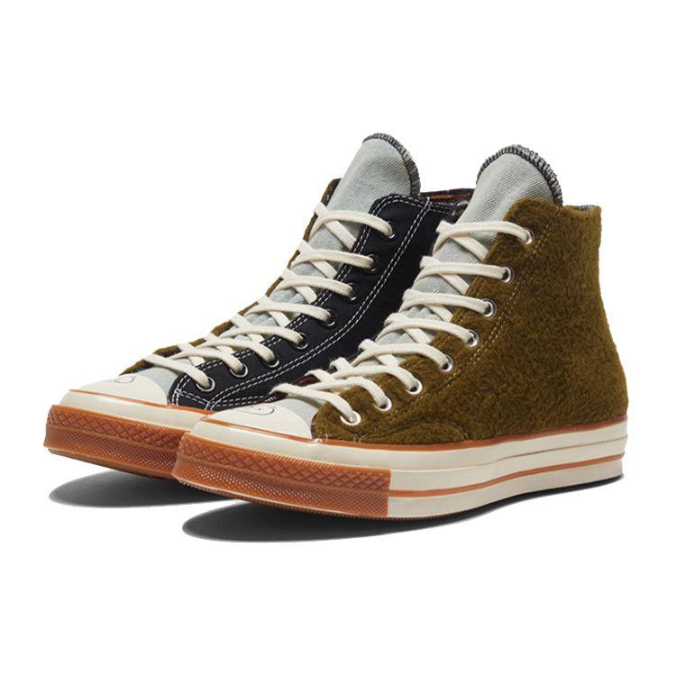 Converse 1970s Chuck Taylor All Star Comfortable Versatile High-Top Canvas Shoes Unisex Sneakers Black Brown 169843C