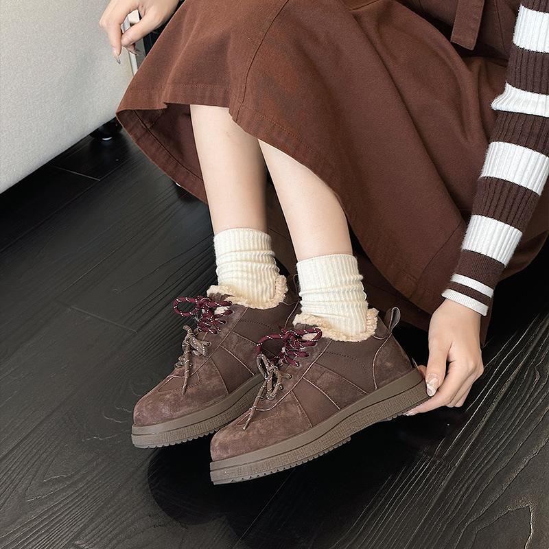 Winter New Sports and Leisure Board Shoes Women's Lamb Wool Forrest Gump Shoes Velvet Platform Training Shoes Warm Cotton Shoes