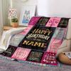 Happy Birthday Celebration Quotes Lightweight Customizable Blanket Customize Your Name Ultrasoft Perfect For Sofa Couch Office Bed Picnics Four