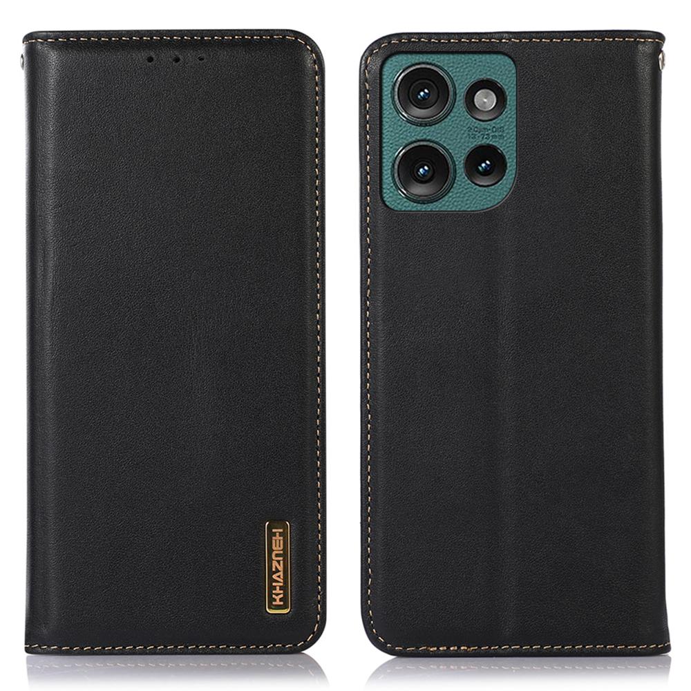 

KHAZNEH For Motorola Edge 50 5G Case Genuine Cow Leather Wallet Phone Cover Nappa Texture A