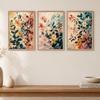 Livin'luxe Set of 3 Abstract Floral Wall Paintings for Living Room Bedroom Hallway Home Decor with Premium Wooden Color Synthetic Frame