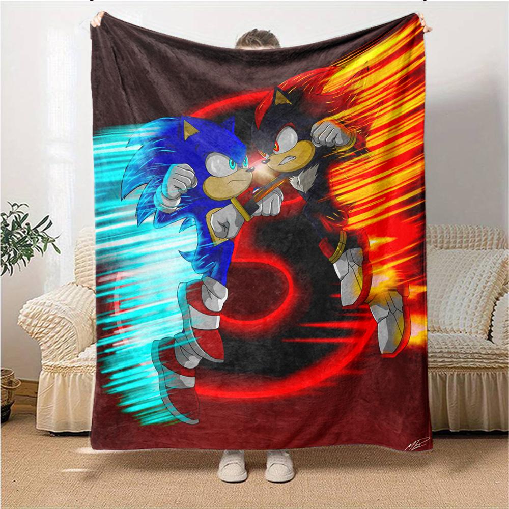 1Pc Sonic Vs Shadow Battle Blanket For Couch Bed Plush Cozy Fuzzy Blanket Super Soft Warm Blankets For Fall And Winter 0918238