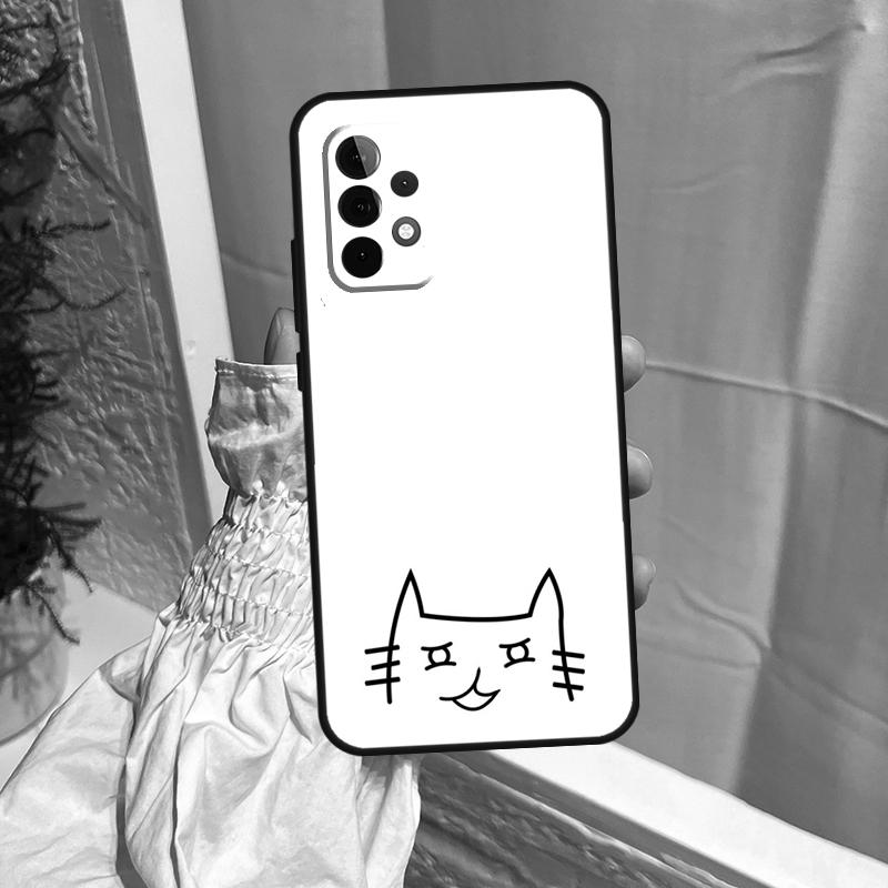 Funny Cute Cat Line Art Case For Samsung Galaxy A35 A55 A15 A34 A54 A14 A56 A52 A53 A16 A26 A36 A32 A12 A33 A13 A17
