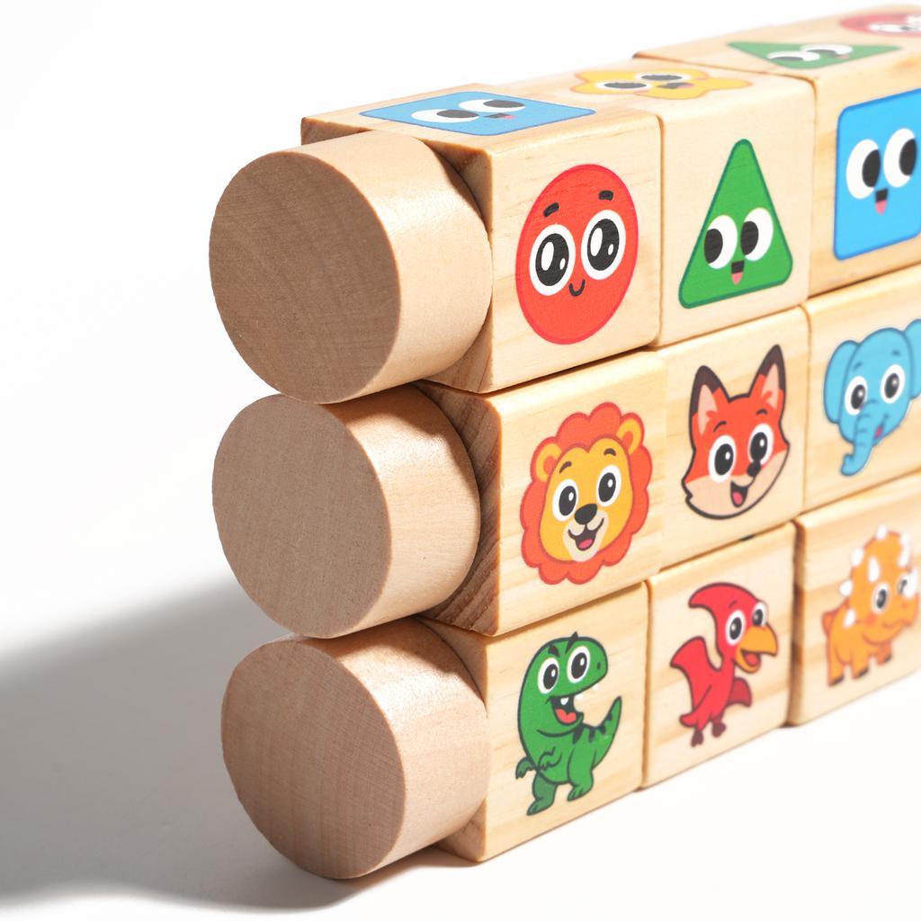 1PC Cartoon Pattern Rotating Matching Building Blocks Children's Educational Early Learning Color Recognition Matching Game