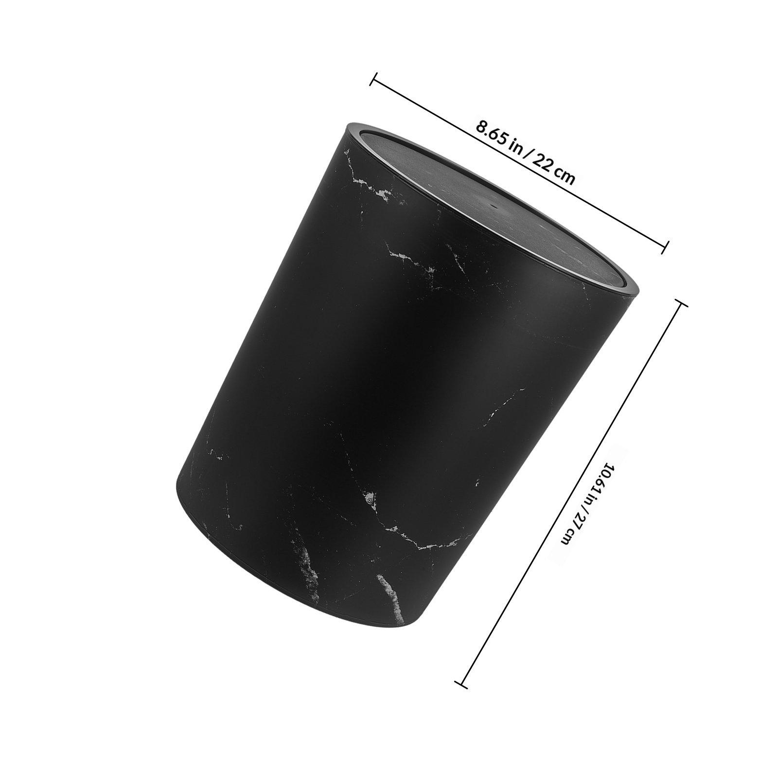 

Marble Pattern Trash Can Large Capacity Plastic Wastebasket Swing Lid for Living Room Kitchen Office Bathroom Bin чёрный